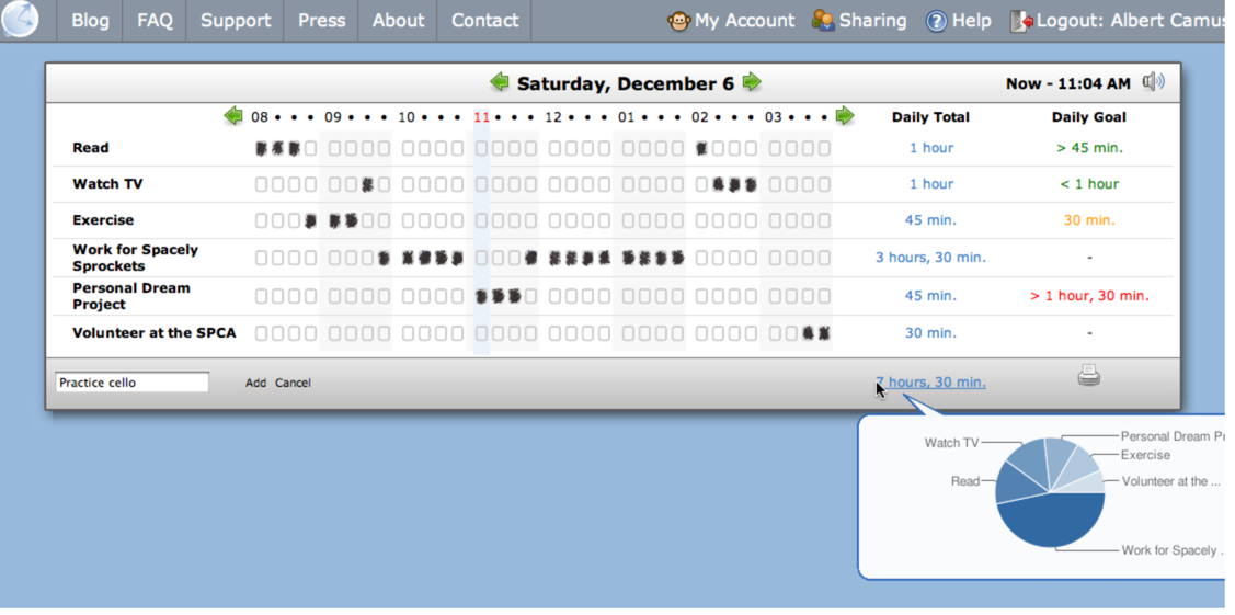 BubbleTimer main application showing the bubble grid interface